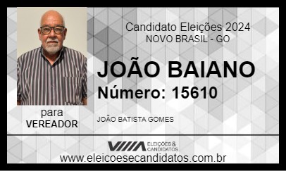 Candidato JOÃO BAIANO 2024 - NOVO BRASIL - Eleições