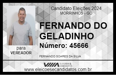 Candidato FERNANDO DO GELADINHO 2024 - MORRINHOS - Eleições