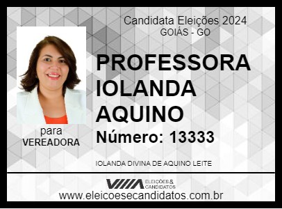 Candidato PROFESSORA IOLANDA AQUINO 2024 - GOIÁS - Eleições