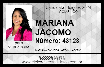 Candidato MARIANA JÁCOMO 2024 - GOIÁS - Eleições