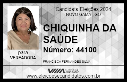 Candidato CHIQUINHA DA SAÚDE 2024 - NOVO GAMA - Eleições