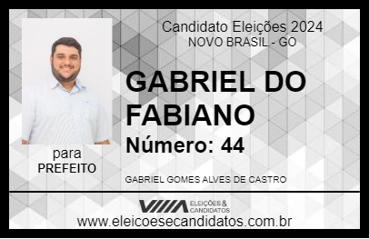 Candidato GABRIEL DO FABIANO 2024 - NOVO BRASIL - Eleições