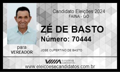 Candidato ZÉ DE BASTO 2024 - FAINA - Eleições