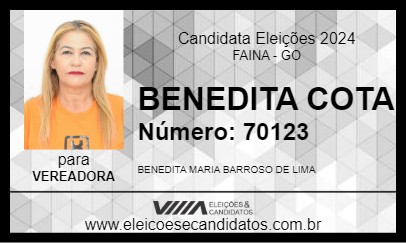 Candidato BENEDITA COTA 2024 - FAINA - Eleições