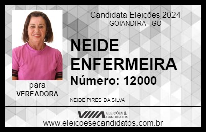 Candidato NEIDE ENFERMEIRA 2024 - GOIANDIRA - Eleições