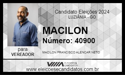 Candidato MACILON 2024 - LUZIÂNIA - Eleições