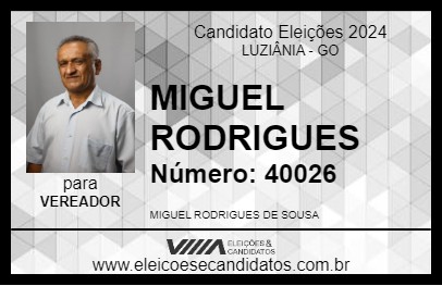 Candidato MIGUEL RODRIGUES 2024 - LUZIÂNIA - Eleições