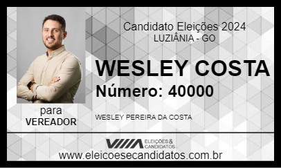 Candidato WESLEY COSTA 2024 - LUZIÂNIA - Eleições