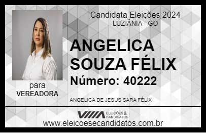 Candidato ANGELICA SOUZA FÉLIX 2024 - LUZIÂNIA - Eleições