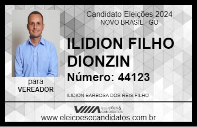 Candidato ILIDION FILHO DIONZIN 2024 - NOVO BRASIL - Eleições