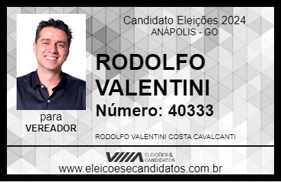 Candidato RODOLFO VALENTINI 2024 - ANÁPOLIS - Eleições