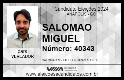 Candidato SALOMAO MIGUEL 2024 - ANÁPOLIS - Eleições