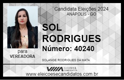 Candidato SOL RODRIGUES 2024 - ANÁPOLIS - Eleições