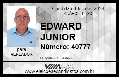 Candidato EDWARD JUNIOR 2024 - ANÁPOLIS - Eleições