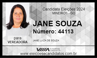 Candidato JANE SOUZA 2024 - MINEIROS - Eleições