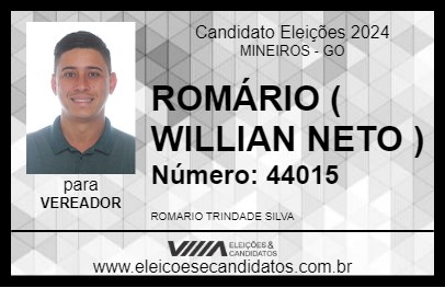 Candidato ROMÁRIO ( WILLIAN NETO ) 2024 - MINEIROS - Eleições