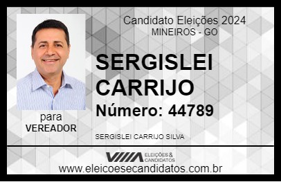 Candidato SERGISLEI CARRIJO 2024 - MINEIROS - Eleições