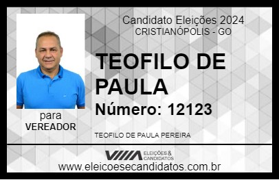 Candidato TEOFILO DE PAULA 2024 - CRISTIANÓPOLIS - Eleições