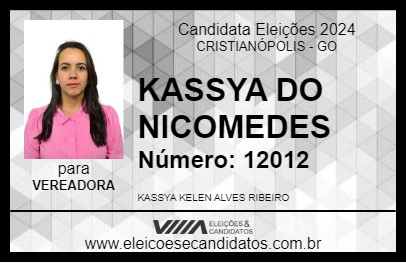 Candidato KASSYA DO NICOMEDES 2024 - CRISTIANÓPOLIS - Eleições