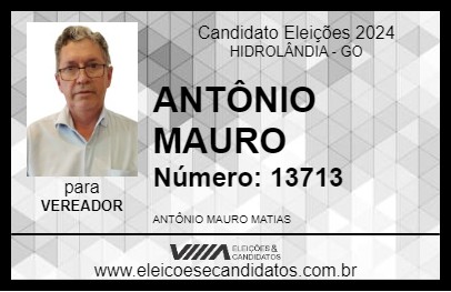 Candidato ANTÔNIO MAURO 2024 - HIDROLÂNDIA - Eleições