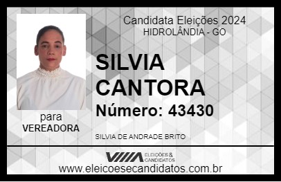 Candidato SILVIA CANTORA 2024 - HIDROLÂNDIA - Eleições