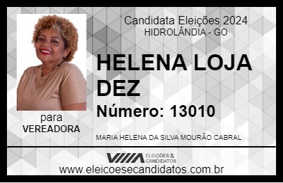 Candidato HELENA LOJA DEZ 2024 - HIDROLÂNDIA - Eleições