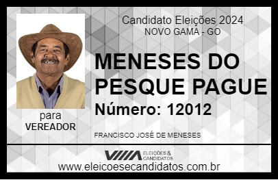 Candidato MENESES DO PESQUE PAGUE 2024 - NOVO GAMA - Eleições