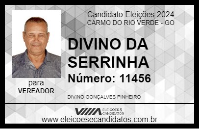 Candidato DIVINO DA SERRINHA 2024 - CARMO DO RIO VERDE - Eleições