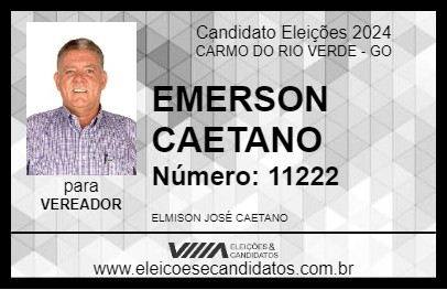 Candidato EMERSON CAETANO 2024 - CARMO DO RIO VERDE - Eleições