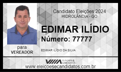 Candidato EDIMAR ILÍDIO 2024 - HIDROLÂNDIA - Eleições