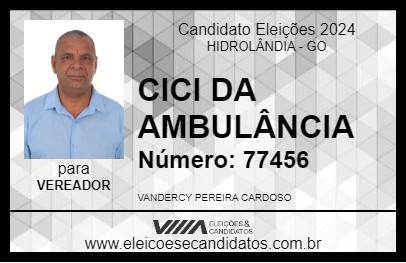 Candidato CICI DA AMBULÂNCIA 2024 - HIDROLÂNDIA - Eleições