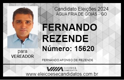 Candidato FERNANDO REZENDE 2024 - ÁGUA FRIA DE GOIÁS - Eleições