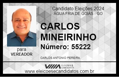 Candidato CARLOS MINEIRINHO 2024 - ÁGUA FRIA DE GOIÁS - Eleições