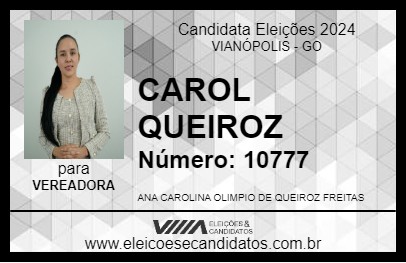 Candidato CAROL QUEIROZ 2024 - VIANÓPOLIS - Eleições