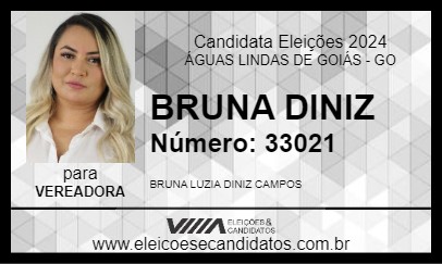 Candidato BRUNA DINIZ 2024 - ÁGUAS LINDAS DE GOIÁS - Eleições