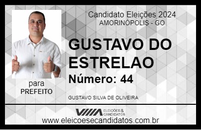 Candidato GUSTAVO DO ESTRELAO 2024 - AMORINÓPOLIS - Eleições