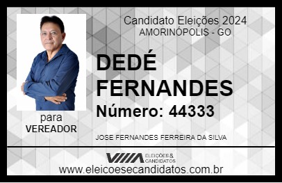 Candidato DEDÉ FERNANDES 2024 - AMORINÓPOLIS - Eleições