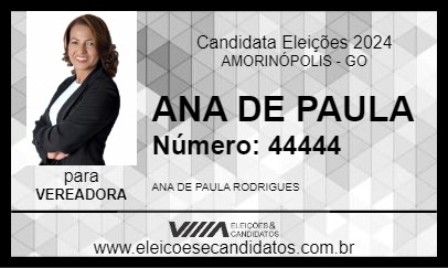 Candidato ANA DE PAULA 2024 - AMORINÓPOLIS - Eleições