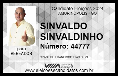 Candidato SINVALDO SINVALDINHO 2024 - AMORINÓPOLIS - Eleições