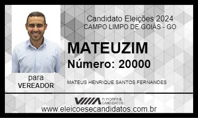 Candidato MATEUZIM 2024 - CAMPO LIMPO DE GOIÁS - Eleições