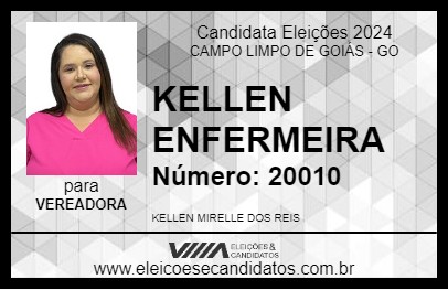 Candidato KELLEN ENFERMEIRA 2024 - CAMPO LIMPO DE GOIÁS - Eleições