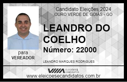 Candidato LEANDRO DO COELHO 2024 - OURO VERDE DE GOIÁS - Eleições