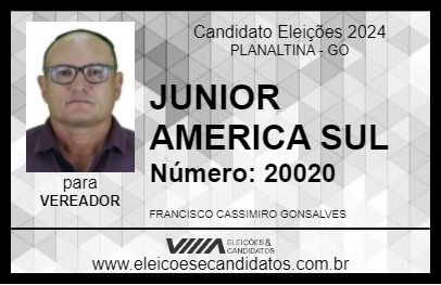 Candidato JUNIOR AMERICA SUL 2024 - PLANALTINA - Eleições