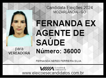 Candidato FERNANDA EX AGENTE DE SAÚDE 2024 - MOZARLÂNDIA - Eleições