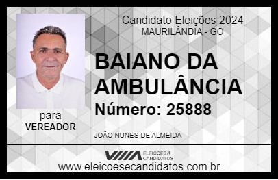 Candidato BAIANO DA AMBULÂNCIA 2024 - MAURILÂNDIA - Eleições