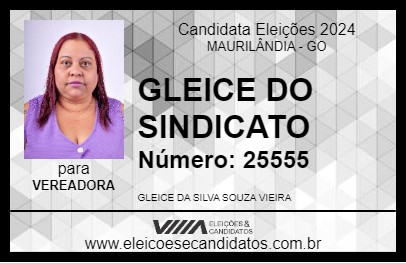 Candidato GLEICE DO SINDICATO 2024 - MAURILÂNDIA - Eleições