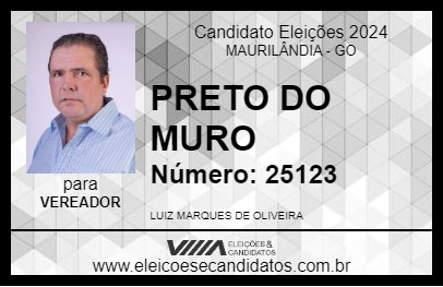 Candidato PRETO DO MURO 2024 - MAURILÂNDIA - Eleições