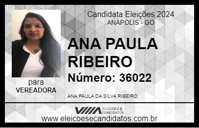 Candidato ANA PAULA RIBEIRO 2024 - ANÁPOLIS - Eleições