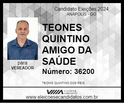 Candidato TEONES QUINTINO AMIGO DA SAÚDE 2024 - ANÁPOLIS - Eleições