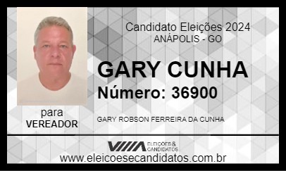 Candidato GARY CUNHA 2024 - ANÁPOLIS - Eleições